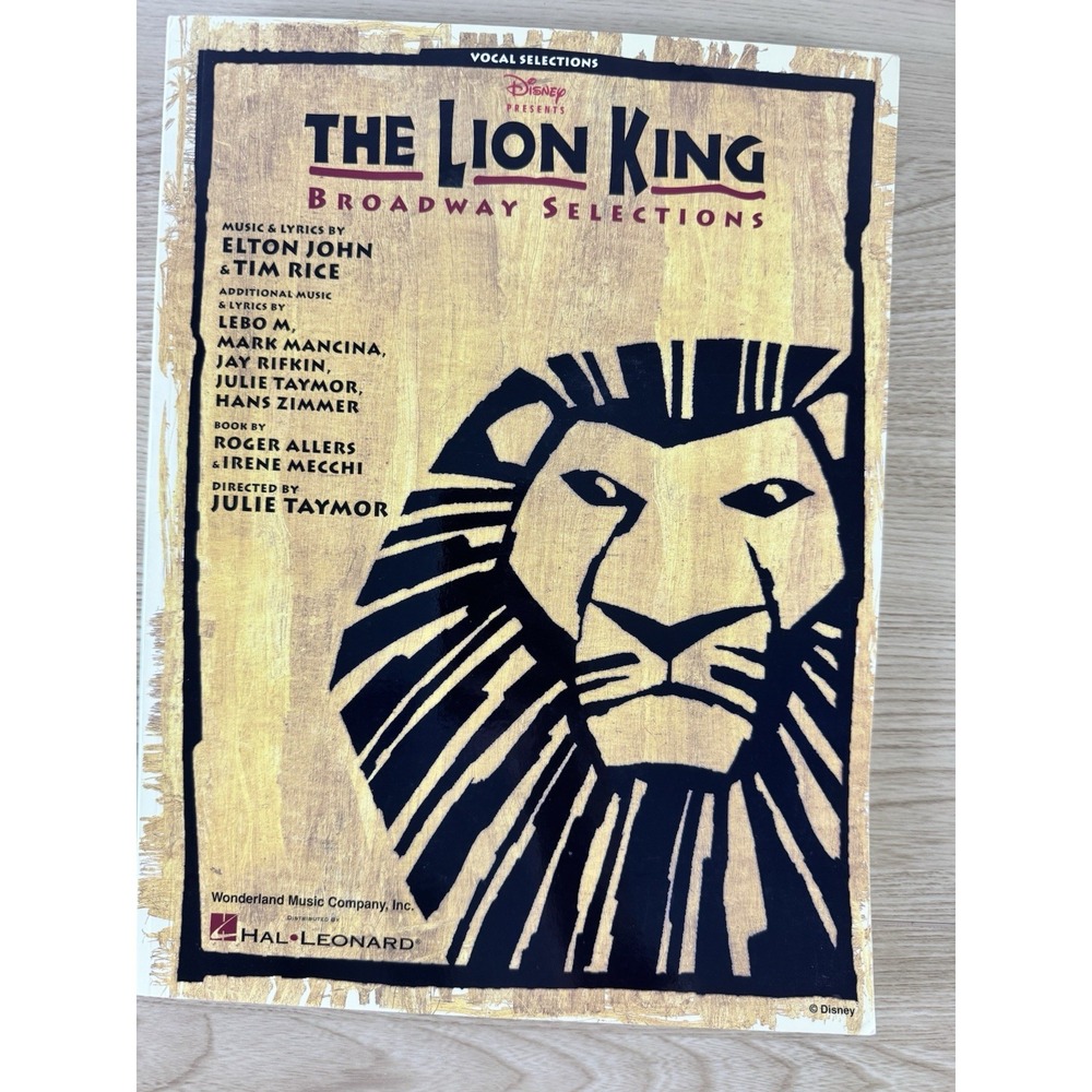 Disney The Lion King Broadway Selections Piano Vocal Guitar Sheet Music 1999